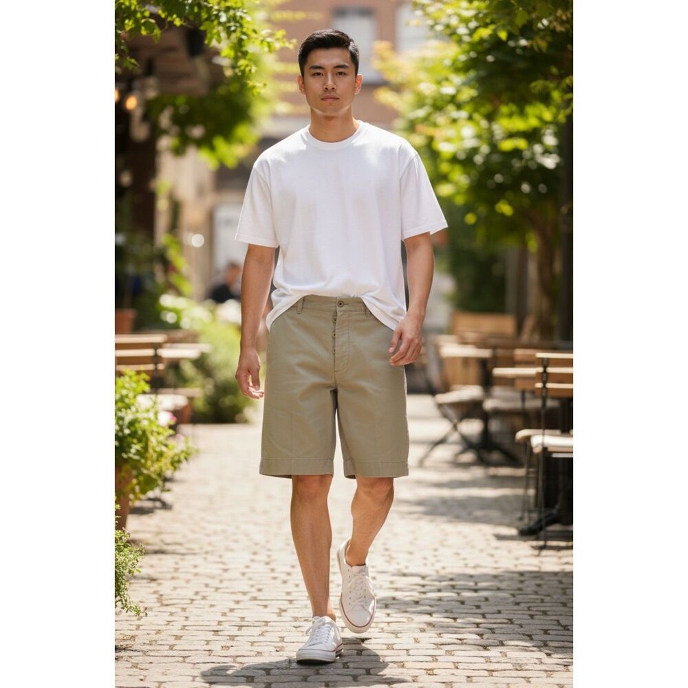 J.Crew Stanton Chino Shorts Men's 34  9" Inseam 100% Cotton Light Khaki Tan